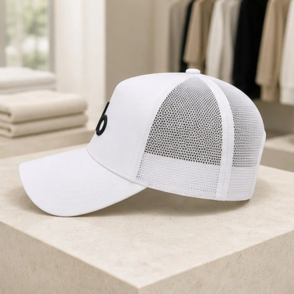 ALO Yoga White Black Resort Mesh Trucker Cap Hat Sporty
